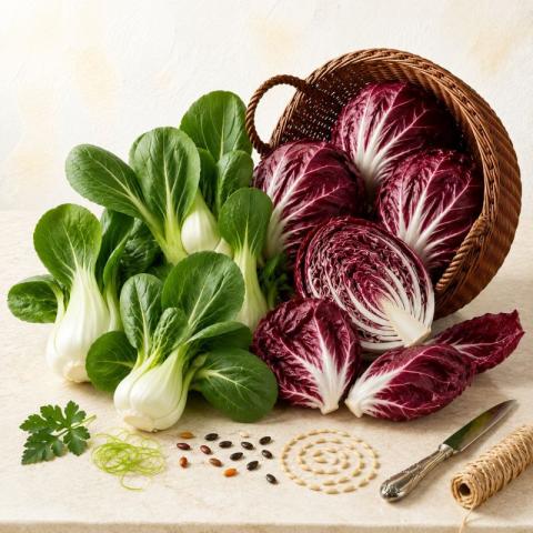 Cikória, pak choi saláta